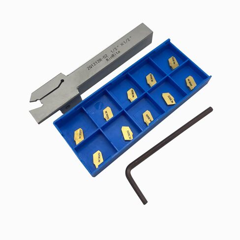 5/8in 3/4in Grooving Lathe Parting Tool Holder with 10 Pieces GTN- SP200 SP300 Heavy Duty Nickel Plated ZQ1616/2020R02/03 Right Hand Lathe Cut Off Tool (3/4" Holder + SP300) in Kuwait