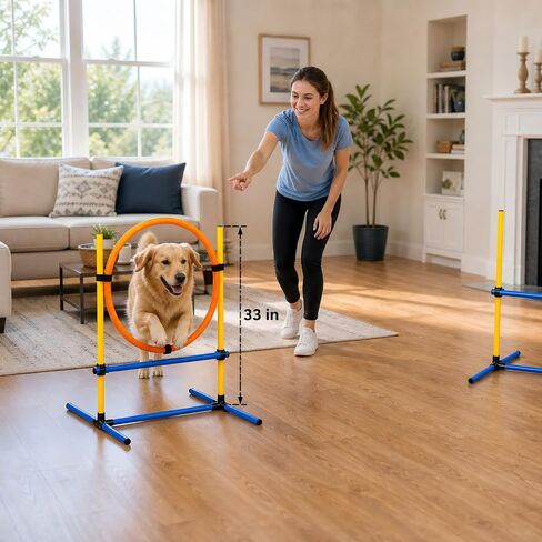 Dog Agility Equipment - Dog Obstacle Course Backyard Set - Puppy Agility Training Equipment Starter Kit with Adjustable Dog Jumps, Hurdle Ring, Pause Box & Storage Bag in Kuwait