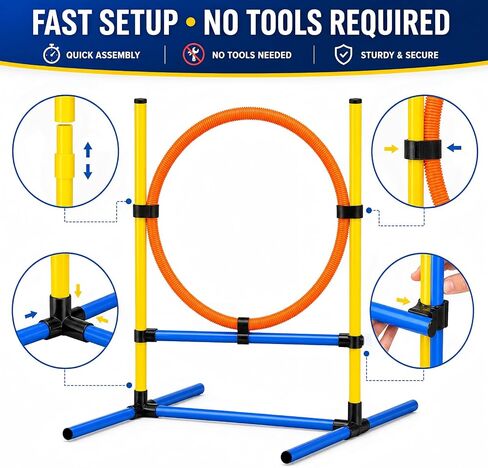 Dog Agility Equipment - Dog Obstacle Course Backyard Set - Puppy Agility Training Equipment Starter Kit with Adjustable Dog Jumps, Hurdle Ring, Pause Box & Storage Bag in Kuwait