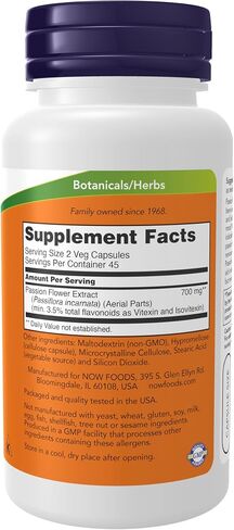 NOW Supplements, Passion Flower (Passiflora incarnata) 350 mg, Natural Stress Relief*, 90 Veg Capsules in Kuwait