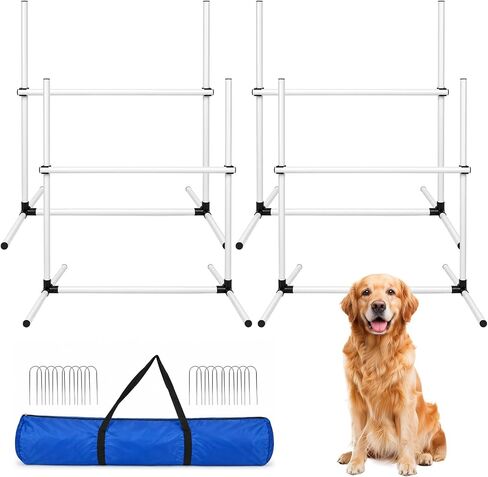 Dog Agility Hurdle Set with 32 Adjustable Bars & Ground Stakes in Kuwait