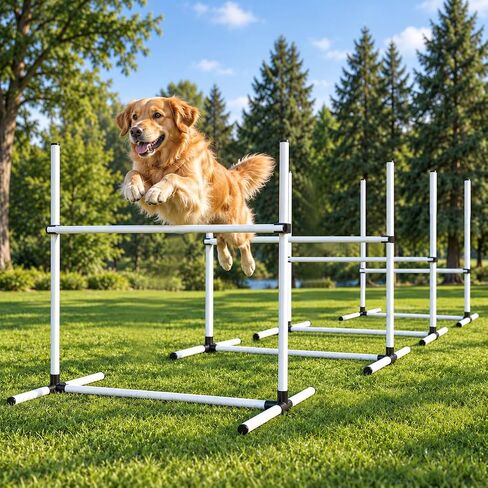 Dog Agility Hurdle Set with 32 Adjustable Bars & Ground Stakes in Kuwait