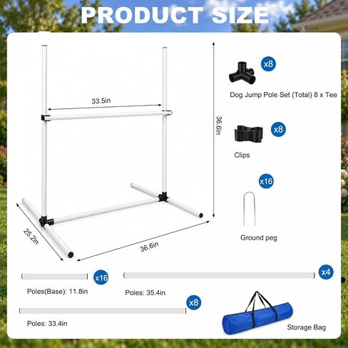 Dog Agility Hurdle Set with 32 Adjustable Bars & Ground Stakes in Kuwait