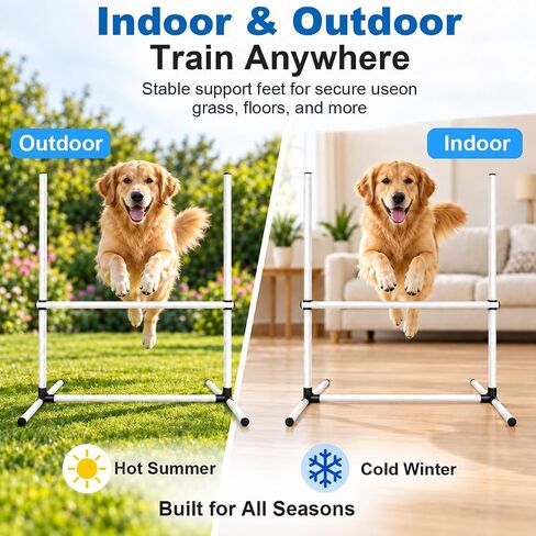 Dog Agility Hurdle Set with 32 Adjustable Bars & Ground Stakes in Kuwait