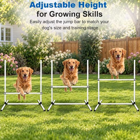Dog Agility Hurdle Set with 32 Adjustable Bars & Ground Stakes in Kuwait
