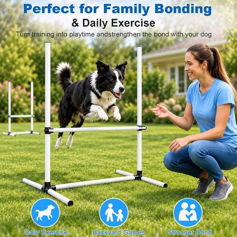 Dog Agility Hurdle Set with 32 Adjustable Bars & Ground Stakes in Kuwait