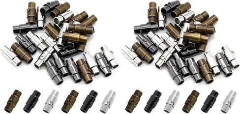 30 Pcs Cord End Caps Bracelet Clasps, 5mm, Black/Bronze/Silver in Kuwait