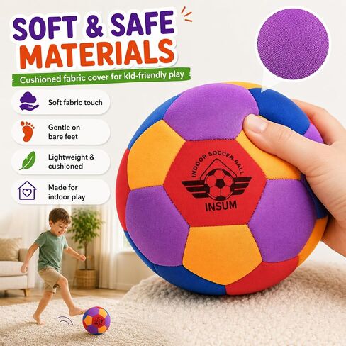 INSUM Silent Indoor Soccer Ball, Size 4 Soft Soccer Ball with Pump in Saudi Arabia