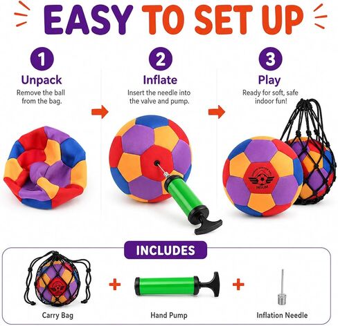 INSUM Silent Indoor Soccer Ball, Size 4 Soft Soccer Ball with Pump in Saudi Arabia