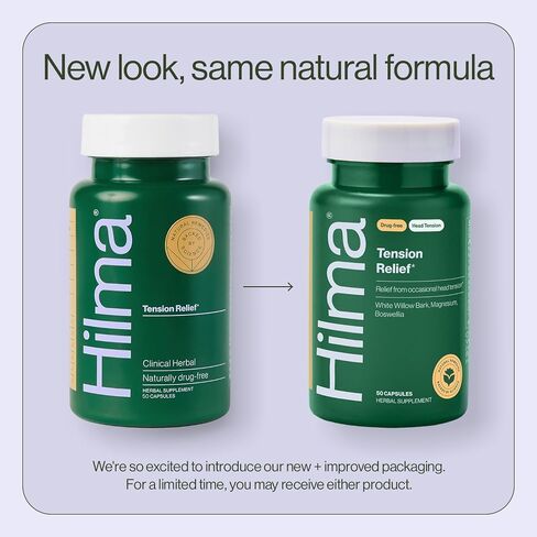 Hilma Natural Tension Headache Relief - Supplements with Magnesium, Boswellia & Feverfew - 50 Vegan Capsules in Kuwait