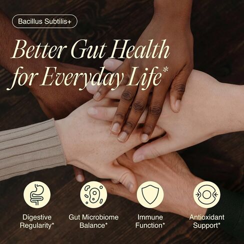 بروبيوتيك من Bacillus Subtilis - سلالة عالية الفعالية مع البريبايوتك لبطن متوازن | دعم صحة الأمعاء والميكروبيوم اليومي للعائلة | 6 مليار وحدة تشكيل مستعمرة في اليوم | 90 كبسولة نباتية in Kuwait