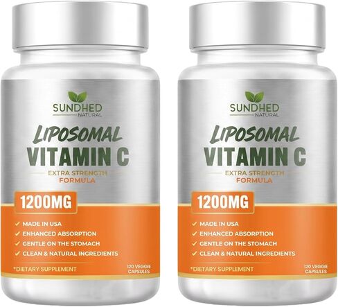 Pure Liposomal Vitamin C - 1200mg Immune System & Collagen Health Booster, Helps Anti Aging Skin Vitamins, Sodium Ascorbate, Sunflower Lecithin, Lypo Spheric - 60 Capsules in Saudi Arabia