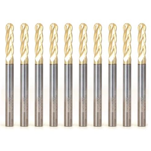 Yonico Tapered Endmill Ball Nose Router Bits CNC Engraver Solid Carbide Spiral 1/16-Inch 1/4-Inch Shank 37412-SC in Kuwait