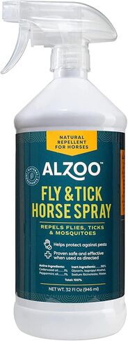 ALZOO Plant Based Fly and Tick Horse Spray, Helps Repel Mosquitoes, Horseflies & Ticks, Plant-Based Active Ingredients, 32 Fl. Oz. Spray Bottle in Kuwait