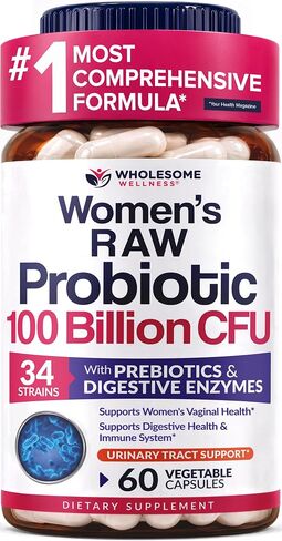 Dr. Formulated Raw Probiotics for Women 100 Billion CFUs with Prebiotics, Digestive Enzymes, Approved Women's Probiotic for Adults, Shelf Stable Probiotic Supplement Capsules in Kuwait