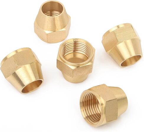 LTWFITTING نحاس 5/8 بوصة OD قصير SAE 45 درجة صامولة مضيئة، تركيب أنبوب نحاسي متوهج (عبوة من 5) in Kuwait