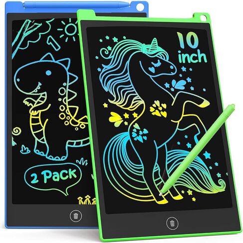 تابلت كتابة LCD مقاس 10 بوصات من TECJOE للأطفال، لوحة رسومات الشعار المبتكرة الملونة، وسادات رسم لوحية للرسم الإلكتروني لهدايا الأطفال من سن 3 إلى 6 سنوات (الأزرق والوردي) in Kuwait