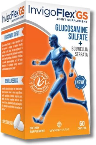 INVIGOFLEX® GS - Glucosamine Sulfate (Shellfish Free, Sodium Free & Vegetarian Safe) Non GMO, Gluten Free - with Boswellia Serrata - Knees, Hands, Back, and Hip Premium Joint Supplement in Kuwait