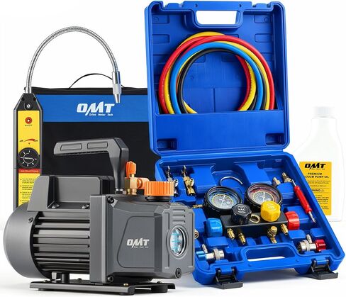 OMT 3.5cfm Vacuum Pump, 1 Stage HVAC Vacuum Pump for R12 R22 R134a R410a Systems, Small 1/4hp 38 Micron Vacuum Pump for Air Conditioner Servicing Resin Degassing and More, Oil Included in Kuwait