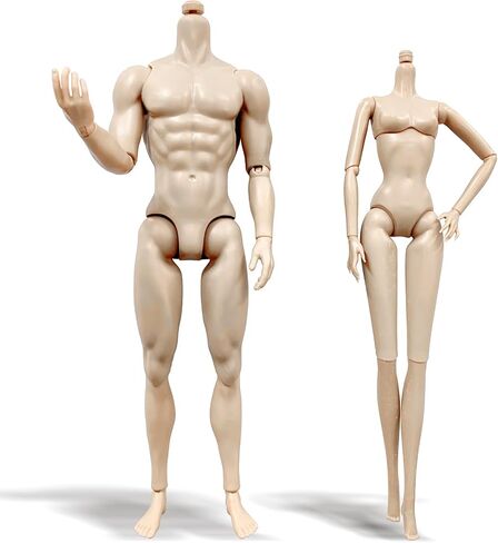 HELAIMAY 1/6 Scale White Skin Action Figures Body Set, Female and Male Model Doll Replacement with Joints, Art Mannequin Drawing Tools, 12 Inches, 2 Piece Set in Saudi Arabia