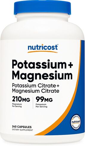 Nutricost Potassium (99 mg) Magnesium (210 mg) Citrates, 240 Capsules - Non-GMO, Gluten Free in Saudi Arabia