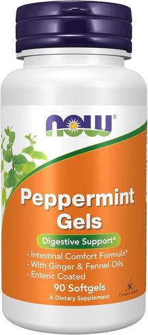 NOW Supplements، جل بالنعناع مع زيوت الزنجبيل والشمر، مغلف معويًا، لدعم الجهاز الهضمي*، 90 كبسولة هلامية in Kuwait