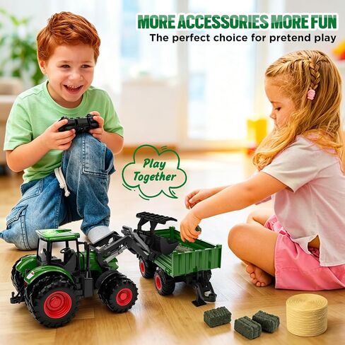 RC Tractor Toys for Boys, Metal Hood, 1:24 Scale Realistic Farm Vehicle in Kuwait