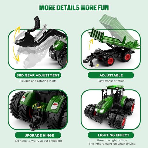 RC Tractor Toys for Boys, Metal Hood, 1:24 Scale Realistic Farm Vehicle in Kuwait