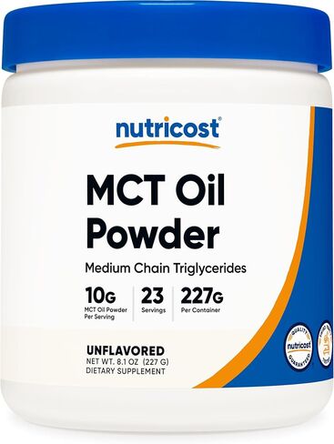 مسحوق زيت Nutricost Premium MCT .5 رطل - الأفضل للكيتو والكيتوزيه والنظام الغذائي الكيتوني - خالي من الكربوهيدرات الصافية وغير المعدلة وراثيًا وخالي من الغلوتين in Kuwait