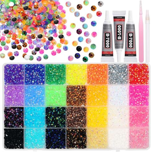 32000 Pcs Rhinestones Bedazzling Kit, 3mm Flatback Resin Gems for Crafting in Saudi Arabia