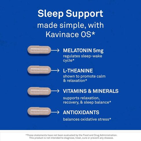 NeuroScience Kavinace OS - Quick Relief from Sleeplessness After Just One Dose - Magnesium Bisglycinate Chelate + Zinc Supplements with Melatonin 5 mg - Efficient Sleep Supplement (60 Capsules) in Kuwait