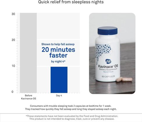 NeuroScience Kavinace OS - Quick Relief from Sleeplessness After Just One Dose - Magnesium Bisglycinate Chelate + Zinc Supplements with Melatonin 5 mg - Efficient Sleep Supplement (60 Capsules) in Kuwait