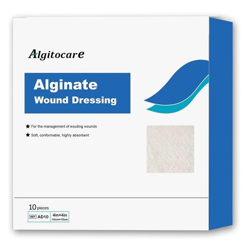 Algitocare Ag Silver Calcium Alginate Wound Dressing - 4"x4"(Pack of 5), Non-Stick Sterile Gauze Pads for Accelerating Wound Healing, High Absorbency and Soft for Wound Care Supplies in Kuwait