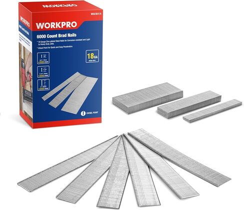WORKPRO 18 Gauge Brad Nails, 2'',1-1/4'', 3/4'' 6000 Count Universal Brad Nails for Pneumatic, Electric Brad Nailer in Kuwait