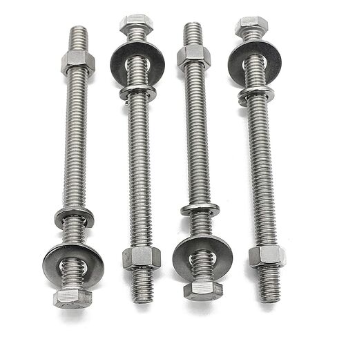 Bolt Fullerkreg 10 Sets 5/16-18x1-1/4" Stainless Steel Hex Head Screws, Bolts and Nuts Kit With Fender Flat & Spring Lock Washers, 18-8 (304) S/S, Fully Threaded in Kuwait