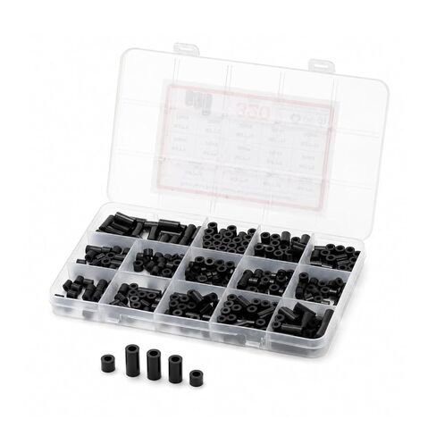 320 Pcs Electrical Outlet Screws Spacers, Black Nylon Round Spacer Assortment Kit, Plastic Spacers Without Threaded, Switch and Receptacle Spacers for Screws in Kuwait