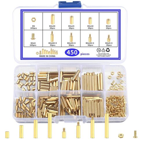 330 Pcs M2 Male Female Brass Hex Spacer Standoffs Screws Nuts, Brass Spacer Hex Column Screw Nut Assortment Kit, Threaded Pillar Standoffs Screws for PCB Circuit Board Motherboard Standoffs Spacer in Kuwait