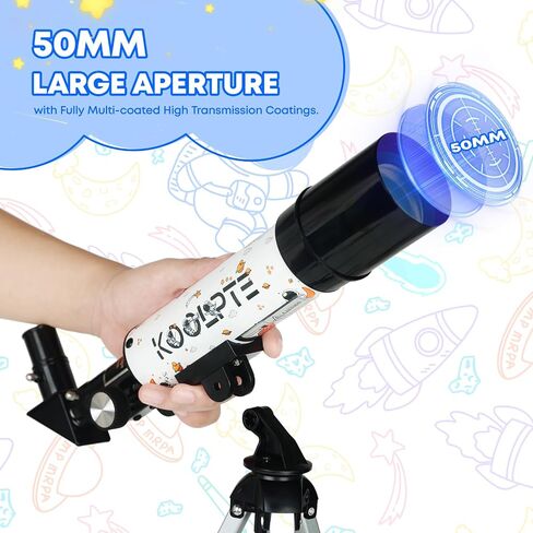 Koolpte Kids Telescope Ages 3+, 50mm Aperture, Tripod & Finder Scope in Saudi Arabia