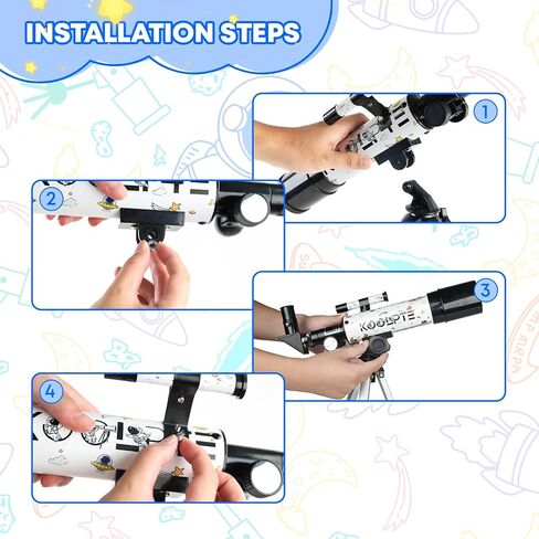 Koolpte Kids Telescope Ages 3+, 50mm Aperture, Tripod & Finder Scope in Saudi Arabia