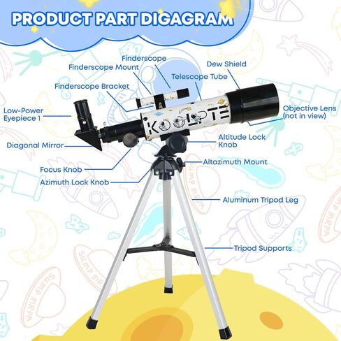 Koolpte Kids Telescope Ages 3+, 50mm Aperture, Tripod & Finder Scope in Saudi Arabia