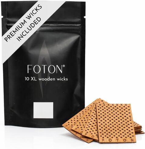 Foton Wooden Pearled Candle Wicks - 15 Pack All-Natural Crackling Wood Wicks for Candles, 20 Hour Burn Time - Refillable Candle Making Supplies in Kuwait
