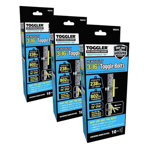 (BA) 3/16-24 Toggler SNAPTOGGLE Heavy Duty Toggle Bolt Zinc with 3/16-24 x 2 1/2 Combo Pan Machine Screws Zinc (100 Pcs) in Kuwait