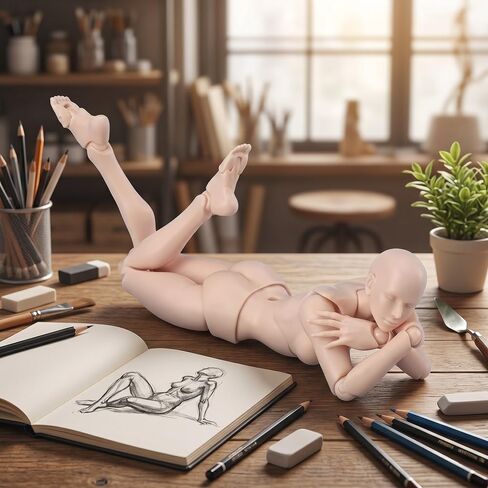 Jointed Mannequin Female and Male PVC Drawing Figures, Great Helper Customizable Poses with Holder Base, Suitable for Desktop Decoration, Painting, Photography Props, Gifts in Kuwait