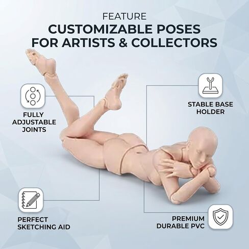 Jointed Mannequin Female and Male PVC Drawing Figures, Great Helper Customizable Poses with Holder Base, Suitable for Desktop Decoration, Painting, Photography Props, Gifts in Kuwait