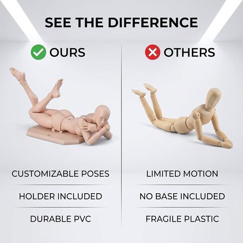 Jointed Mannequin Female and Male PVC Drawing Figures, Great Helper Customizable Poses with Holder Base, Suitable for Desktop Decoration, Painting, Photography Props, Gifts in Kuwait