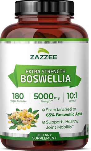 Zazzee Boswellia 10:1 Extract 5000 mg Strength, 65% Boswellic Acid, 180 Vegan Capsules, Potent 10:1 Extract, 6 Month Supply, Non-GMO and All-Natural in Kuwait