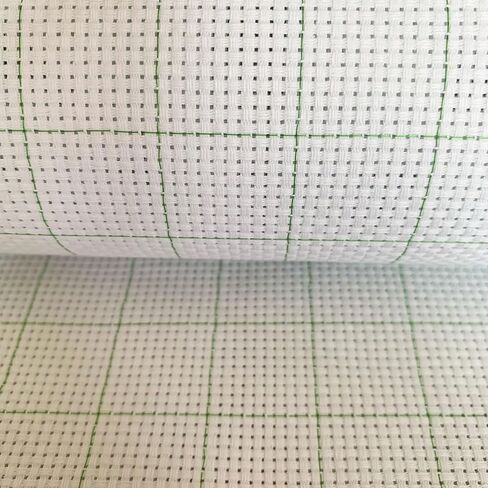 11CT Easy Count Thread Grid Aida Cloth Embroidery Cross Stitch Fabric, Green Grid, 29" W x 39" L in Kuwait