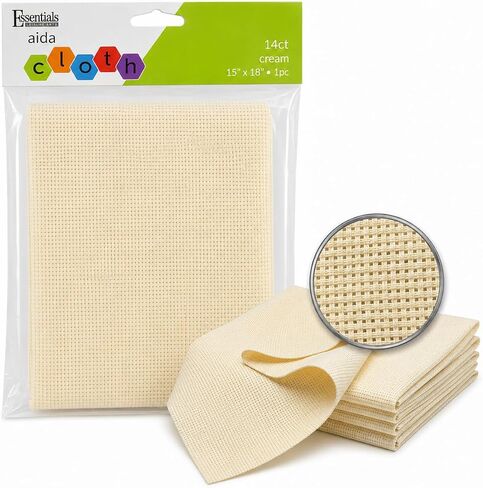 Essentials by Leisure Arts 14ct Aida Cloth, 15x18 Inch, Cream in Kuwait