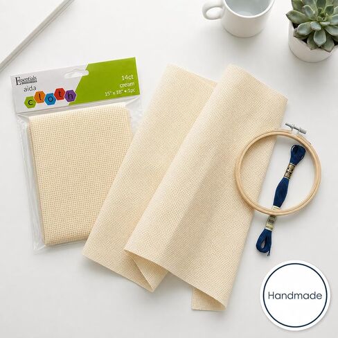Essentials by Leisure Arts 14ct Aida Cloth, 15x18 Inch, Cream in Kuwait