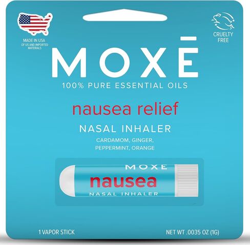 MOXE Nausea Nasal Inhaler Sticks, All Natural Essential Oil Blend, Ginger, Cardamom, Peppermint, Sweet Orange, Upset Stomach, Headaches, Easy-to-Use Portable Aromatherapy, Made in USA, 1 Pack in Kuwait